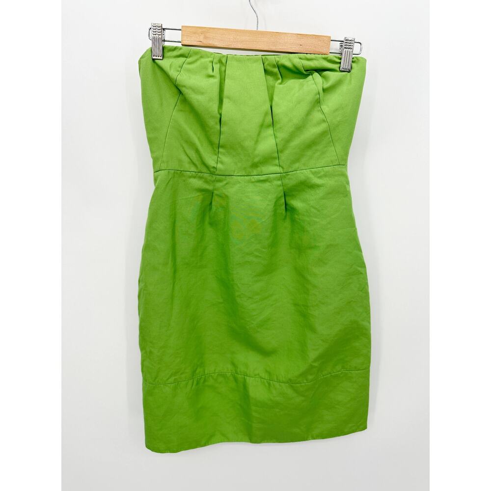 J.Crew Dress Women 2 Green Strapless Hidden Back Zip 100% Cotton Mini
